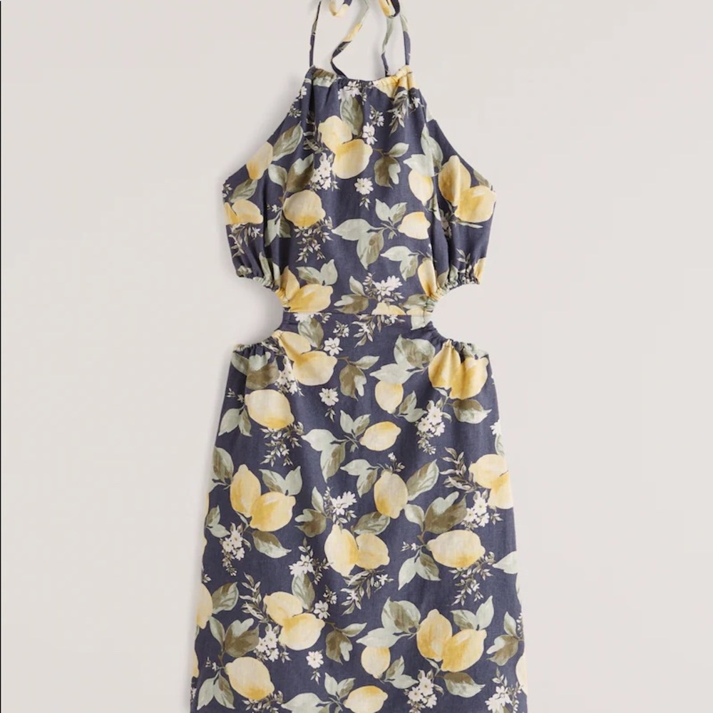 Linen Halter Cutout Mini Dress